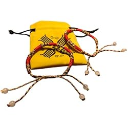 Pulseras Para Parejas Hechas A Mano Genérico Pulsera tibetana de la suerte y proteccion- pulseras budistas y tibetana para parejas - pulseras de la amistad - Pulsera ajustable hecho a mano con nudos de cuerda