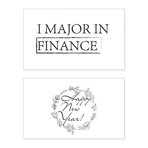 Tarjeta conmemorativa de año nuevo con frase motivacional para estudiantes de finanzas