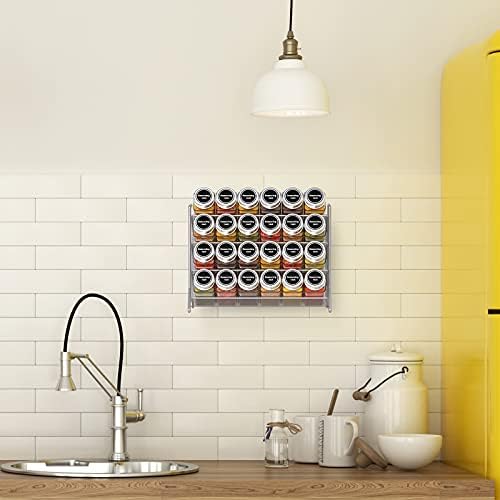 3-Tier Spice Rack Free Standing, Counter Spice Organiser, Metal Seasoning Bottle Organizer for Kitchen, Countertop, Cupboard, Pantry - 2Pcs , Silver