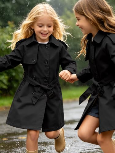 Image of Betusline Womens & Girls Waterproof Trench Coat Double Breasted Lapel Overcoat Outerwear, 3 Years - Women 2XL