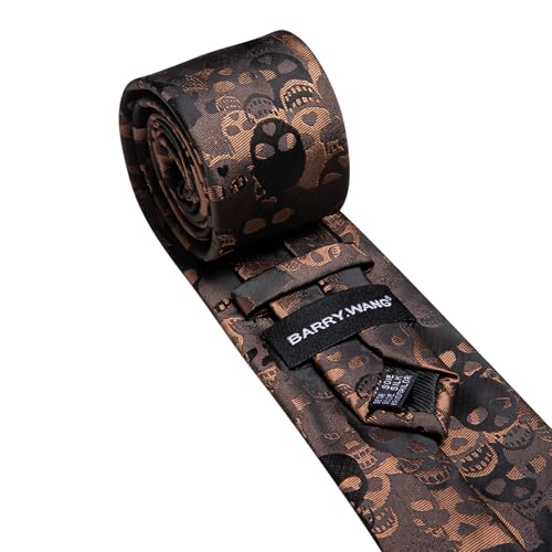 Image of Barry.Wang Silk Ties for Men Fun Necktie and Tie Clip Set for Wedding Party Business Formal Extra Long