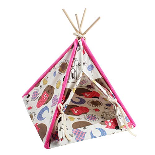 HoneybeeLY - Tienda de campaña para Gatos con diseño de Gato, Cama para Perro, Cachorro, Tienda de campaña, casetas para Mascotas, Cueva de Cama, casa de Juegos, Lona Lavable (con Almohadilla)