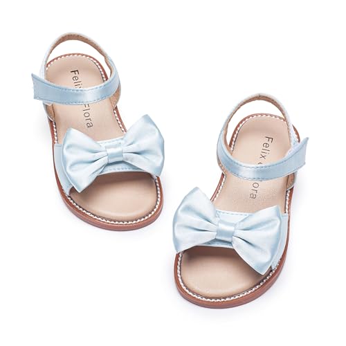 Image of Felix & Flora Toddler Girl Sandals - Little Girl Easter Dress Shoes Lightweight Open Toe Beach Holiday Flats