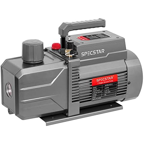 SPECSTAR 110V 9.6 CFM 1 HP Dual-Stage Rotary Vane HVAC Air Vacuum Pump for R12 R22 R134a R410a Systems with Oil Bottle Cover
