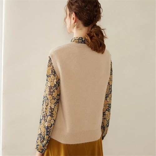 Women Waistcoat 100% Cashmere Vest Knitted Pullover Vest V-Neck Sleeveless Sweater3