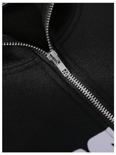 GORGLITTER Men's Full Zip Y2K Hoodie Graphic Lettter Print Long Sleeve Fashion Jacket Hooded Sweatshirt3