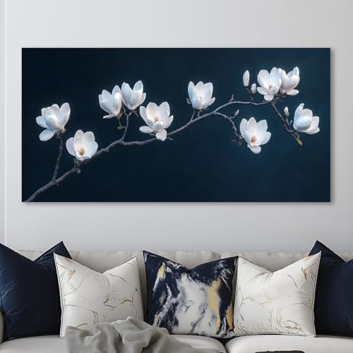 Tableau sur toile magnolia 70x140 cm sans cadre pour salon