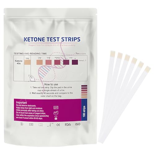 100 tiras reactivas de cetosis, Keto Sticks, para obtener resultados instantáneos de cetosis, ideales para la dieta cetogénica y la nutrición. Prácticas y rápidas, para uso doméstico.