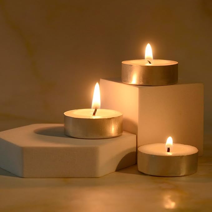 Welburn Veda&Co® Wax Unscented Tealight Candles Pack of 75 for Diwali Decoration | Burn Upto 4 Hour | Paraffin Free & Smokeless | Candles for Home Decor, Office & Special Occasions 3