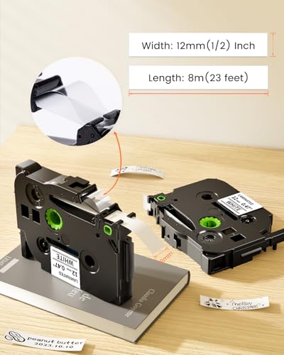 Image of Colorty Replace for Brother Tape Cassette P Touch Label Tape 12 mm 0.47 Laminated White Tz TZe-231 Label Maker Ptouch Refills for PT-D400 D410 H100 1090 1290 1880 1750 2040 12mm x 8m, 8-Pack