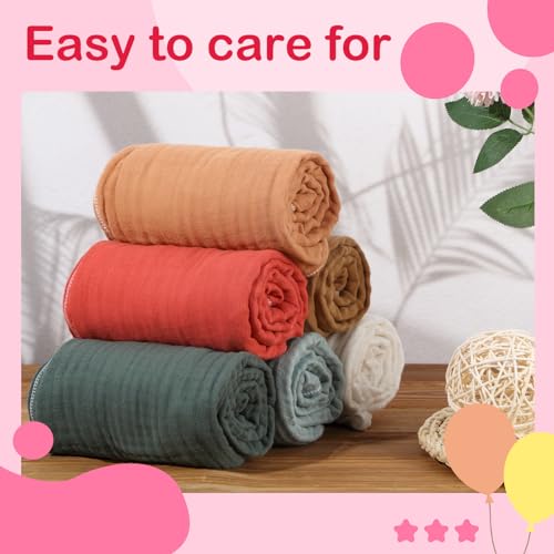 Image of Peryiter 6 Pcs Muslin Hooded Baby Towels, 32 inchx 32 inch Cotton Newborn Bath Towel Muslin Infant Baby Blankets Absorbent Unisex Newborn Registry Gift Essentials for Girls Boys (Orange)