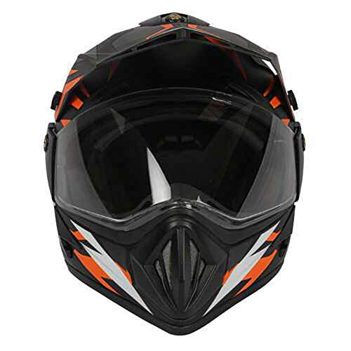 TVS Riding Motorbike Helmet Black Orange and White – M