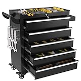 Barphygo Rolling Tool Chest, 5 Drawers Metal Tool Box with Wheels Garage Storage Cabinets Locking Tools Drawer Organization Workbench Toolbox for Repair Shop, Workshop & Warehouse