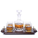 Personalized Ravenscroft Lead-free Cut Crystal Beveled Blade Whiskey Decanter & 4 Rocks Glasses &...