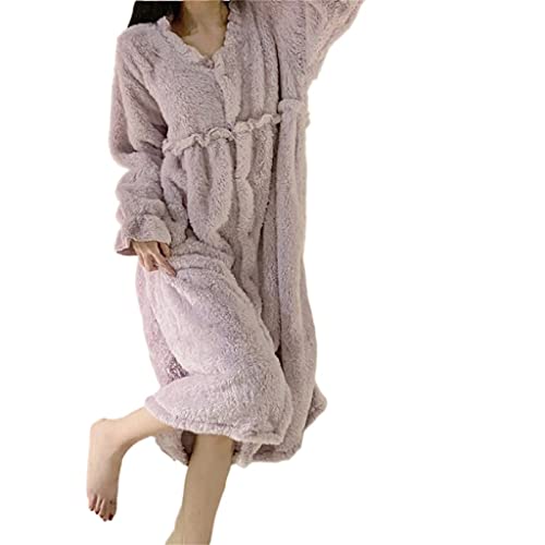 Pyjama épais rétro à volants : robe de nuit longue, ample et chaude pour femme