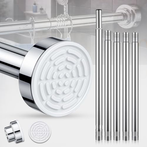 Image of SITTELLA 81-203 cm Adjustable Curtain Rod (Multi-Part Assembly) for Bathroom | Shower Curtain Rod | No Drill Tension Curtain Rod | Stainless Steel Expandable | Rust Proof Heavy Duty