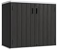 KINYING Outdoor Horizontal Storage Sheds,37 Cu.ft Outdoor Storage Cabinet Waterproof Resin Tool Storage Box for Lawn Mower,Garden Tools and Patio Furniture, Lockable (Black)