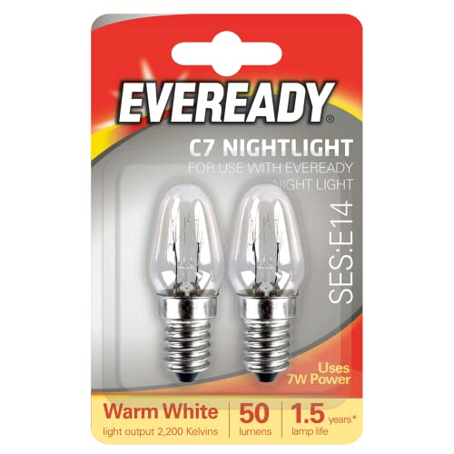 NIGHT LIGHT BULBS 7W E14 NIGHTLIGHT BULB LAMP PACK OF 2 (packaging may vary)
