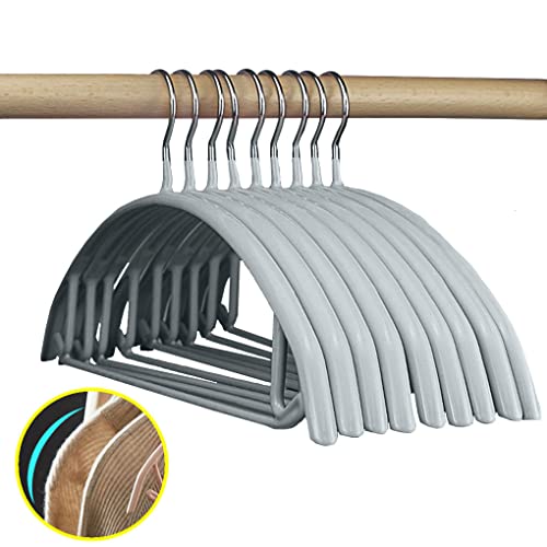 Vivva Clothes Pants Hangers, Coat Hangers Non-Slip Padded Closet Organizer Storage, Pants Hanger, Sweater, Dress, Jacket, No Shoulder Bumps, Not Plastic(Silver Grey, 10pcs)
