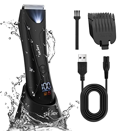 Electric Shavers for Men, Body Hair Trimmer for Men, Electric Groin Hair Trimmer Ball Shaver Body Shaver Rechargeable Men's Pubic Hair Trimmer with LED Light (Black)