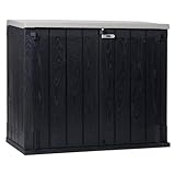 Toomax Stora Way Plus XL Baule 1270L portattrezzi 145x85x124,5h cm, in plastica resistente antracite/grigio, porta bidoni spazzatura, apertura assistita e chiusura a chiavistello, ideale per esterno