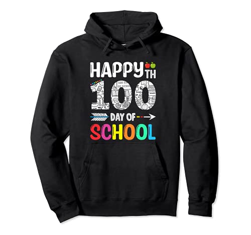 Colorful Happy 100th Day Of School 2022 Pullover Hoodie