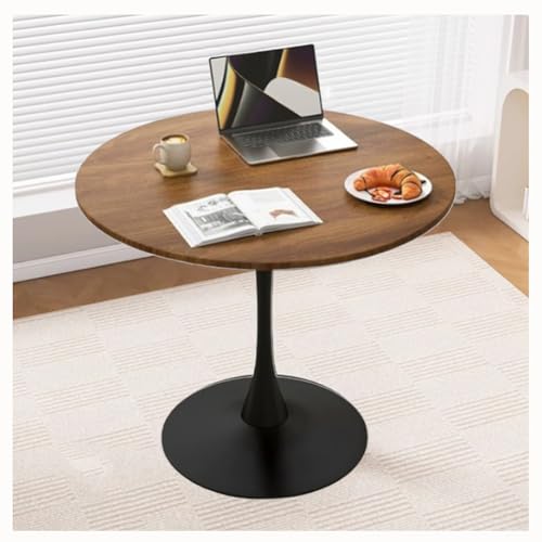 Genérico Mesa de Comedor Redonda Moderna de Nogal de 80 cm con diseño de tulipán, Mueble de Cocina para Comedor y Sala de Estar, Elegante y Funcional, diámetro de 80 cm