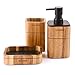 Satu Brown Badezimmerzubehör-Set Akazienholz 3-teilig inkl. Bad-Seifenspender, Badezimmerbecher, Seifenschale Zubehör für Badezimmer Dekor