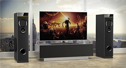 Image of Philips SPA9080B Bluetooth Multimedia Tower Speakers with Powerful 80W Output, Deep Bass, Waterproof, Wireless Bluetooth Connectivity, Karaoke Mic, Remote Controlled (Black)