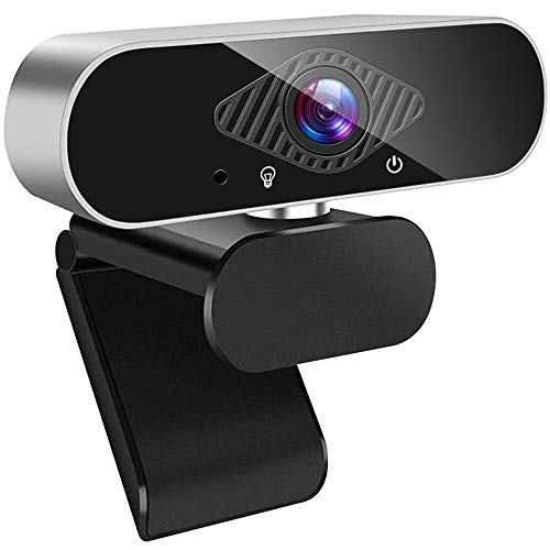 Guijiyi Webcam con Micrófono, Cámara Web Full HD 1080P, CMOS Cámara Web,Micrófono con Reducción de Ruido,Plug and Play USB,Base Giratoria de 360°,para PC Computadora Portátil, Videollamadas
