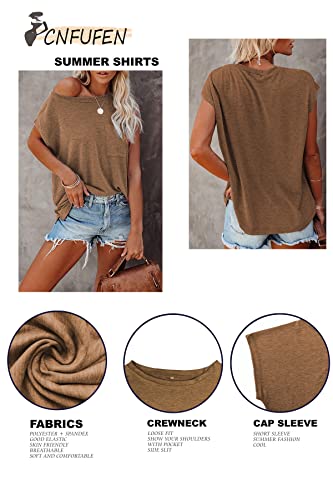 Image of CNFUFEN Short /Long Sleeve T Shirts for Women Fashion Casual Summer Lightweight Solid Trendy Tops