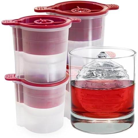 Tovolo Christmas Ornament Ice Molds, Set of 4 - Large Ice Mold Ideal for Festive & Holiday Drinks - Odor-Free Freezer Storage, Dishwasher-Safe with Silicone Plunger Cover