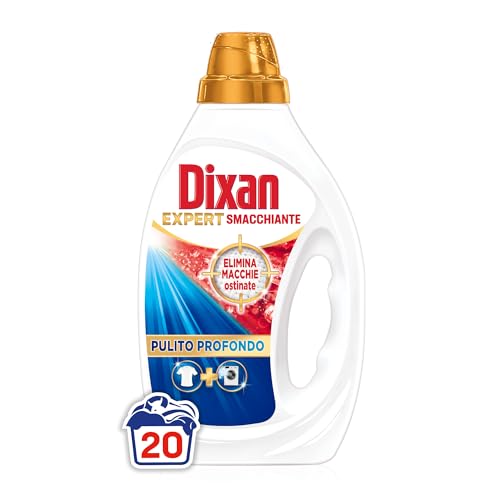 Dixan Liquido Expert Smacchiante Detersivo Lavatrice (20 Lavaggi), Detersivo liquido lavatrice per una pulizia profonda del bucato e freschezza igienica per la lavatrice, Rimuove le macchie da 20°C.