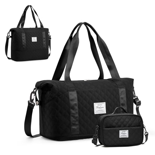 Sac de Voyage Femme Cabine 40x20x25 pour Ryanair, Bagage sous Siège 45x36x20 Easyjet, Léger à Main, Gym Sport, Imperméable, Maternité, Weekend, à Bandoulière, Noir