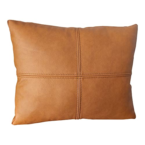 Italienische Lederkissen in brauner Farbe Echt Leder Kissen Dekokissen Echtleder Rückenkissen Rindsleder Sofa Couch Leder Zierkissen Lederkissen Modell P&Z4EL Leder Mondial 5329 (30 x 40 cm)