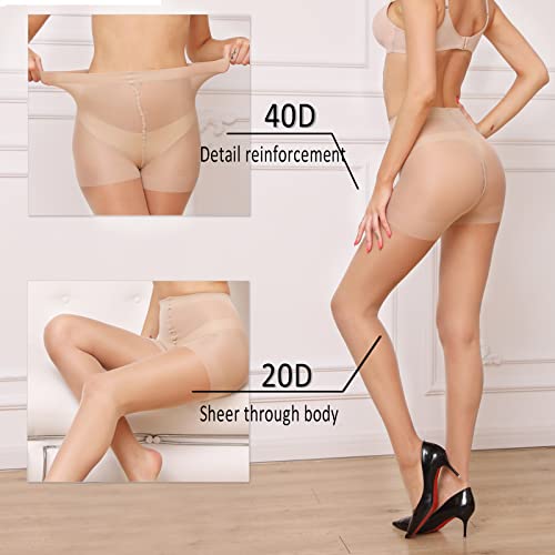 Image of YAGAXI 20D Sheer Tights for Women - 3 Pairs Women's Control Top Pantyhose