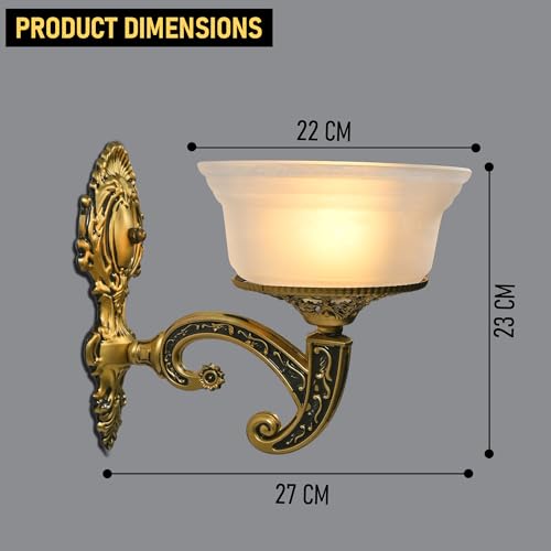 Image of WHITERAY Golden Antique Designer Imported Wall Light Wall lamp for Bedroom, Living Room,Kitchen, Bars, malls, Besides The Bed, Balcony Home Decoration (1112 (Single) with Bulb)