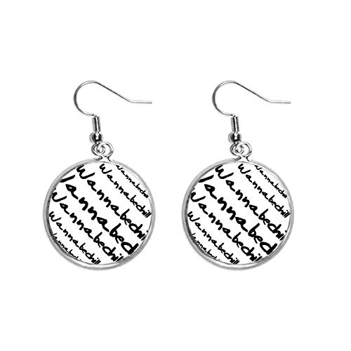 Pendientes colgantes de plata con texto en inglés «Wanna Be Chill» para mujer