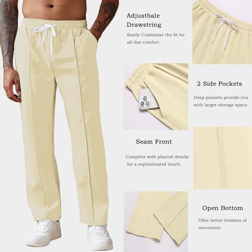 Image of COOFANDY Men's Knit Sweatpants Lightweight Open Bottom Casual Pants Drawstring Jogger Yoga Pants with Pockets