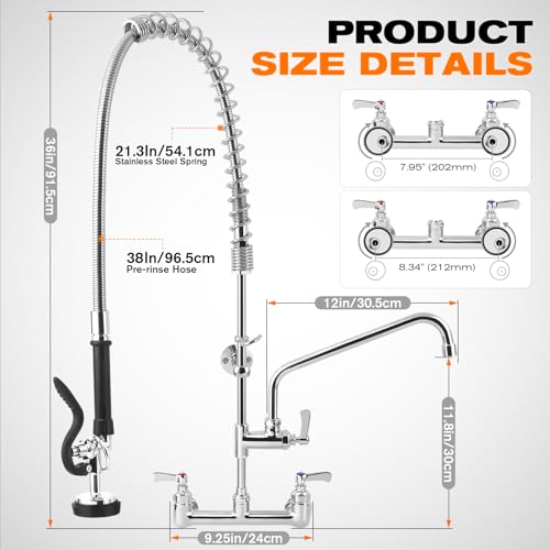 Image of 36 inch Height Commercial Faucet with Sprayer Commercial Sink Faucet