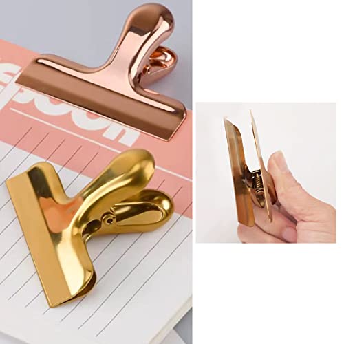 4Pcs Heavy Duty Stainless Steel Bag Clips, Loritaria Durable Metal Paper Seal Grip For Coffee Food Bread Bags Kitchen Home-Gold #TOP3