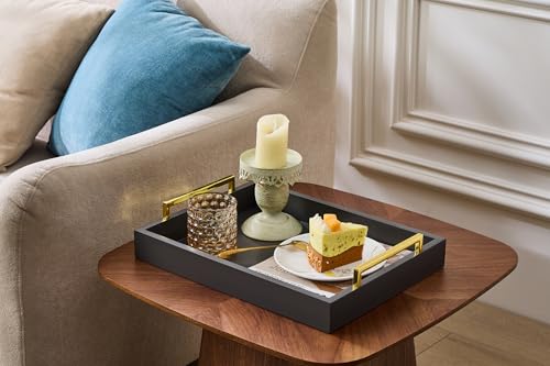 16"x12" Serving Trays with Handles, Grey Decorative Serving Tray, Ottoman Trays, Living Room, Bathroom, and Outdoors Decorative Trays (Charcoal) - Image 6