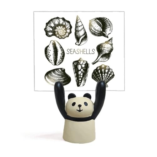 Support de mémo panda noir festonné et figurines de la vie marine pour bureau
