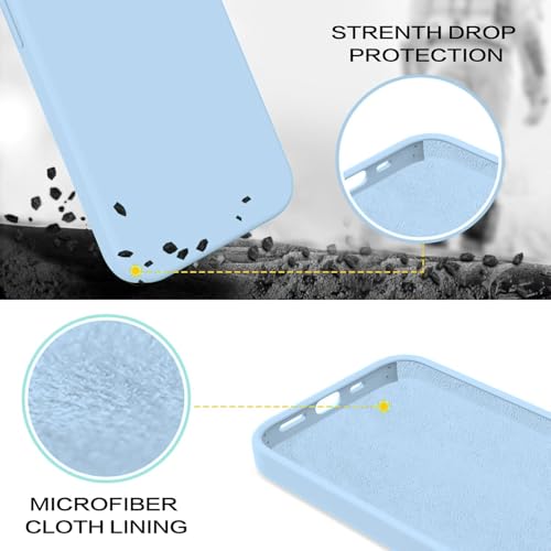 Image of DIZORO Compatible for iPhone 14 Case Slim Liquid Silicone 3 Layers Full Covered Soft Gel Rubber Phone Case Protective Cover 6.1 Inch - Ice Blue