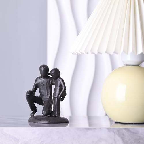 GAOSHENG Estátua de família de ferro fundido para decoração de casa, presentes para pais, pequenas e