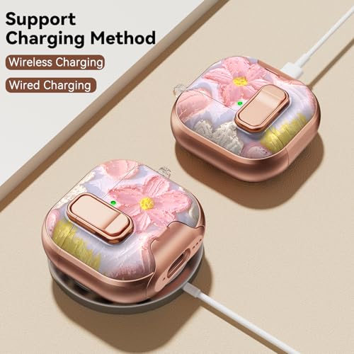 Image of for AirPods 4 Case 2024 with Safty Lock-Oil Painting | As Phone Stand, for Women Girly, with Keychain & Cleaner Kit,Two-Piece Design,Support Wireless Charging,Clear TPU+PC Material