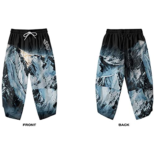 Image of DOSLAVIDA Men's Japanese Kimono Cardigan Suit Chinese Style Printed Jacket Pants Set Open Front Seven Sleeve Top & Shorts