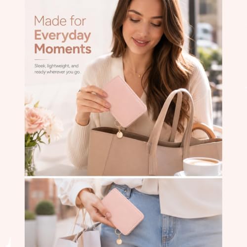 ivyever Women’s Elegant Minimalist Short Slim Wallet (Pink) — view 2