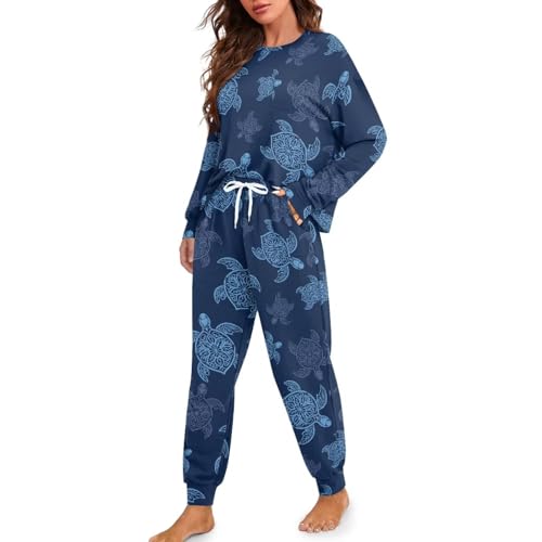 Image of Women's Pajamas Set Soft 2 Piece Loungewear Long Sleeve Pj Set Matching Sleepwear with Pockets for Women Plus Size