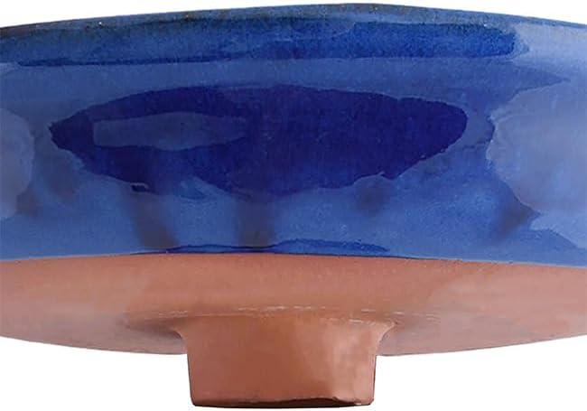 Esschert Design Ceramic Bird Bath and Pedestal, Cobalt Blue